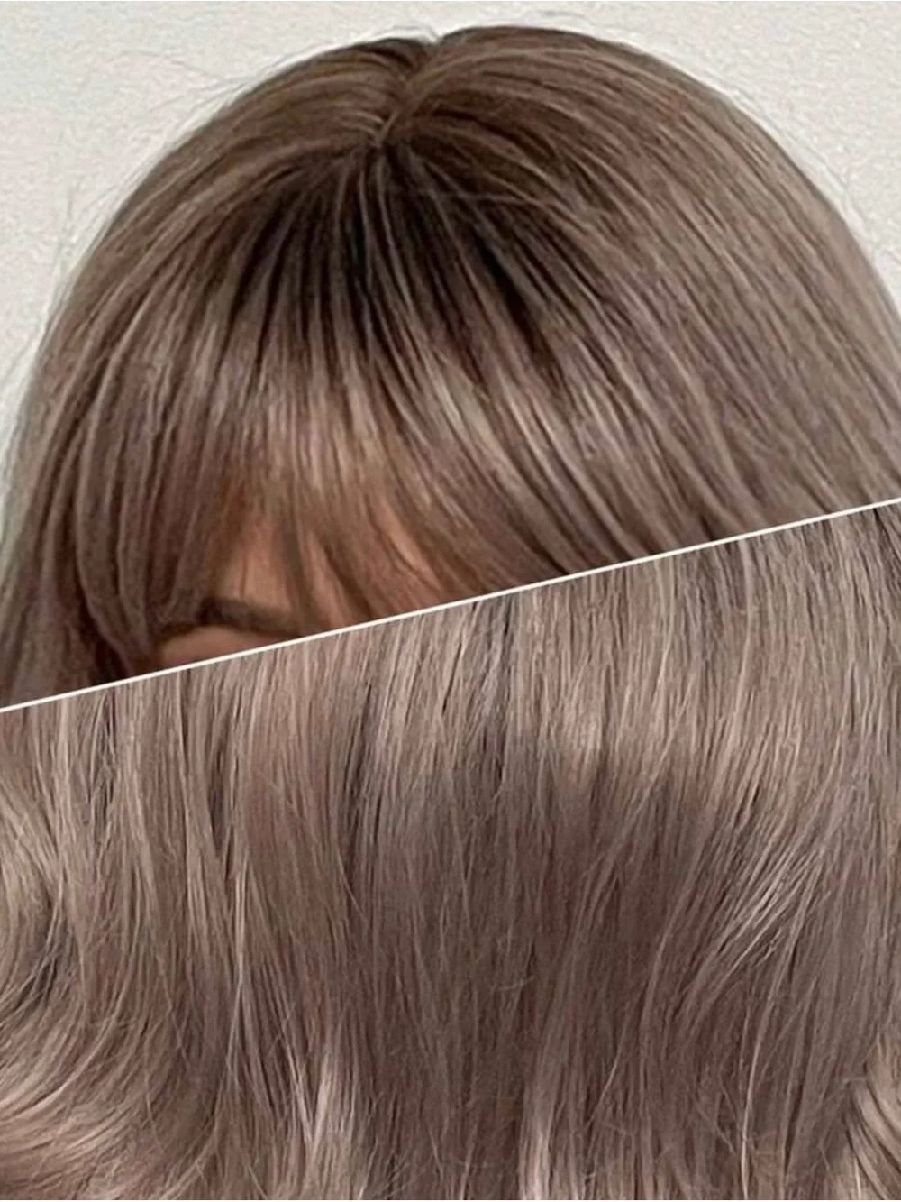 Premium Ombré Short Body Wave Wig with Bangs in Ash Blonde 14”